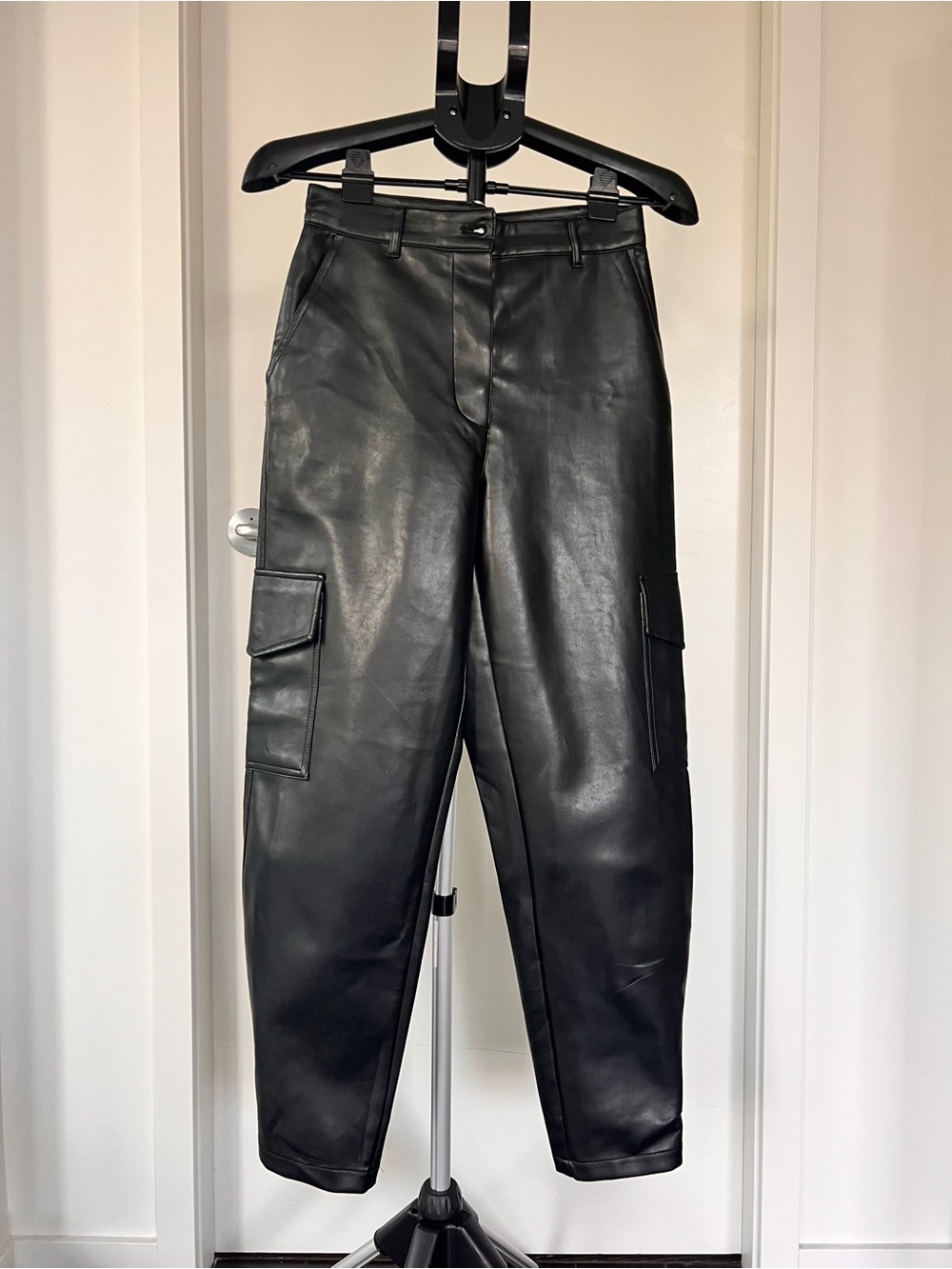 Wilfred Black Faux Leather Cargo Pants